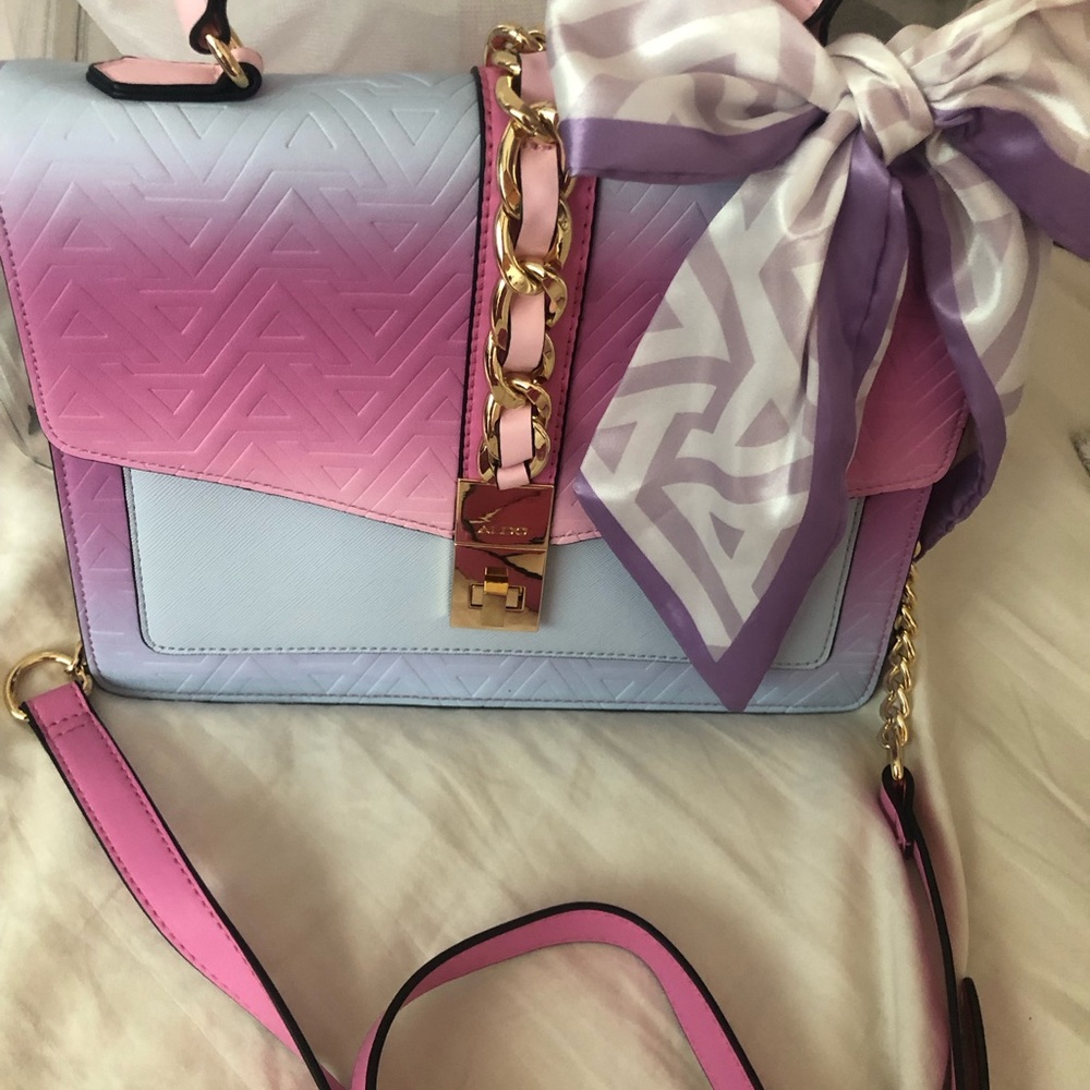 Aldo Pink and Purple Shoulder Bag with Gold Accents